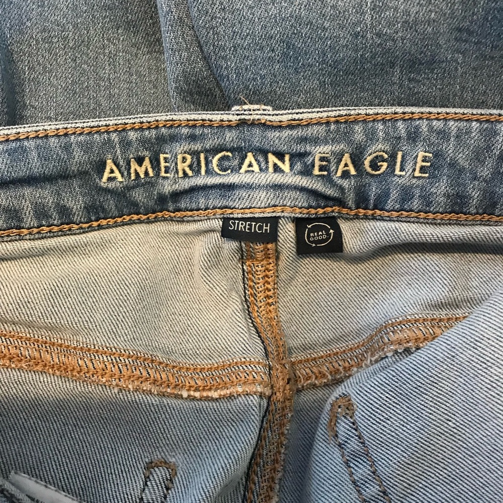 American Eagle Outfitters Light Wash Wide Leg Cargo Jeans - Picture 7 of 9